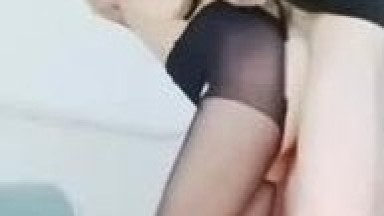 Busty woman in black stockings gets double penetrated. Features a slim, tight body, amateur, homemade action, and feet.