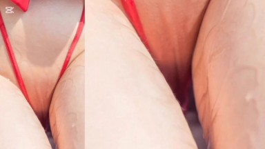 Sia: Busty, Horny Red Bikini Pussycat